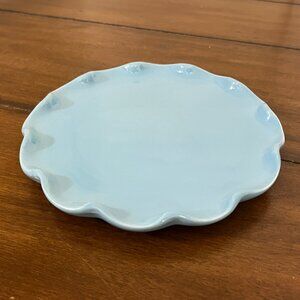 Williams Sonoma Scallop Edge Plate Light Blue 8 inches NEW Dishwasher Safe